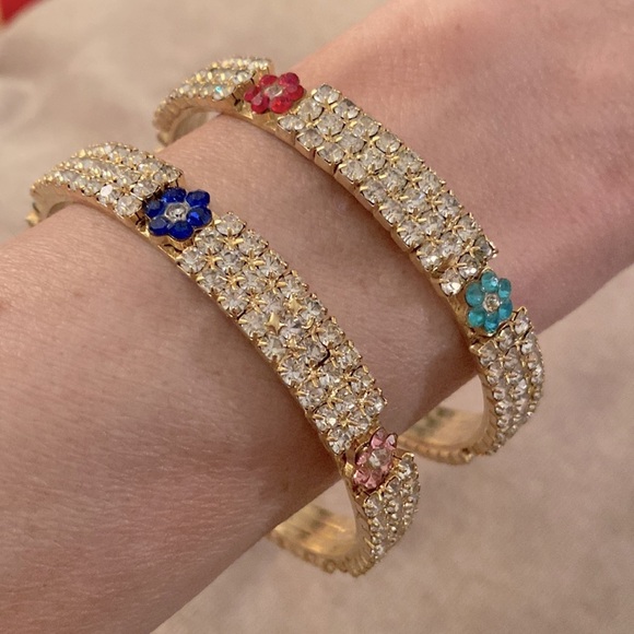Indian wedding Set Coloured CZ Stones Bangle Set - 6cm inner diameter - Picture 1 of 2